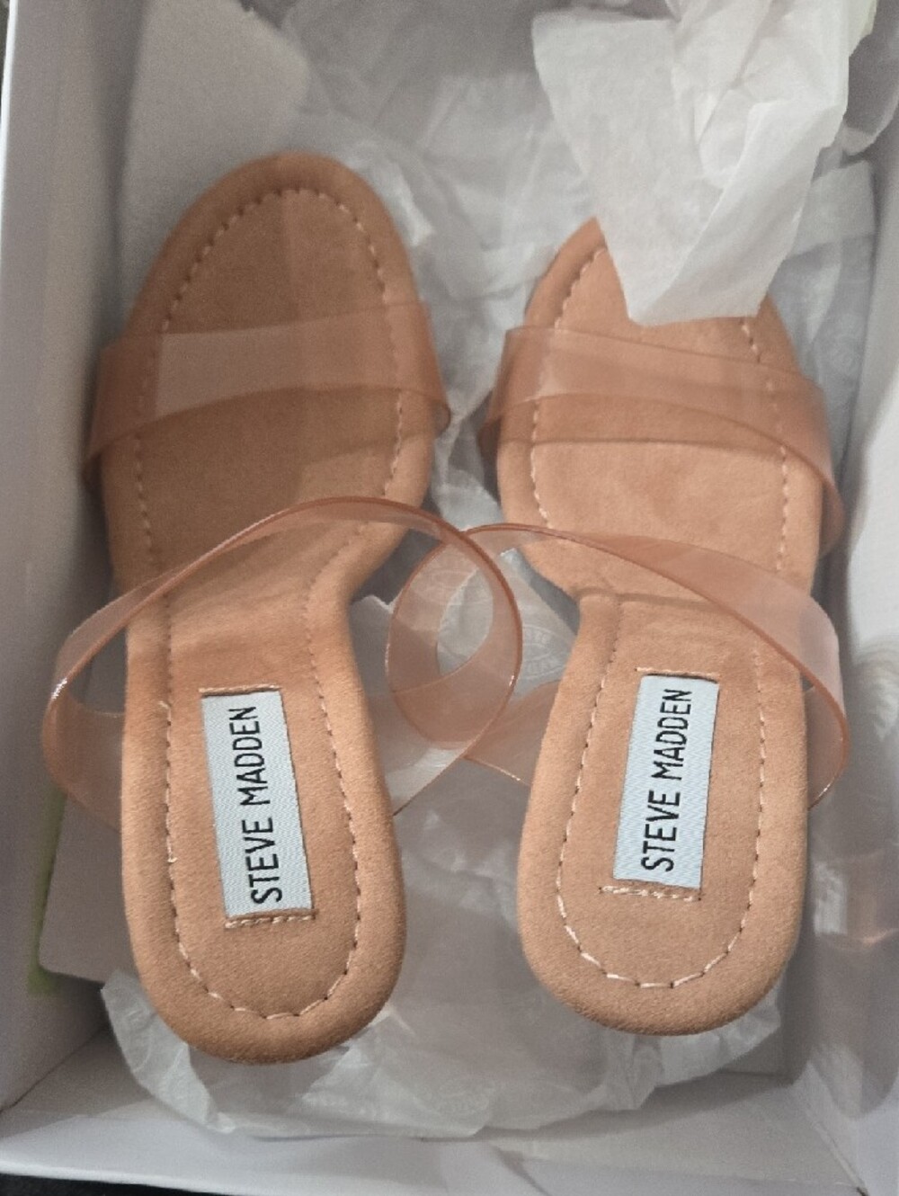 Steve Madden Blush Clear Strap High Heel Sandals - Picture 4 of 5
